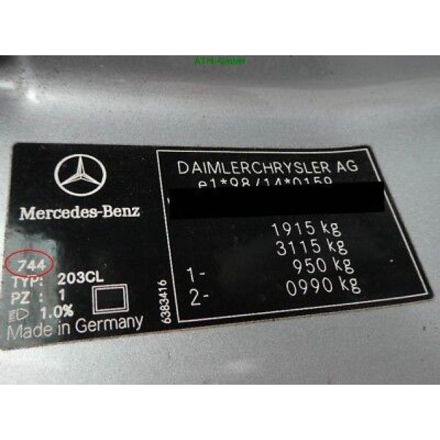 Stoßstange hinten Mercedes Benz C-Klasse W203CL Farbcode 744 Brillantsilber